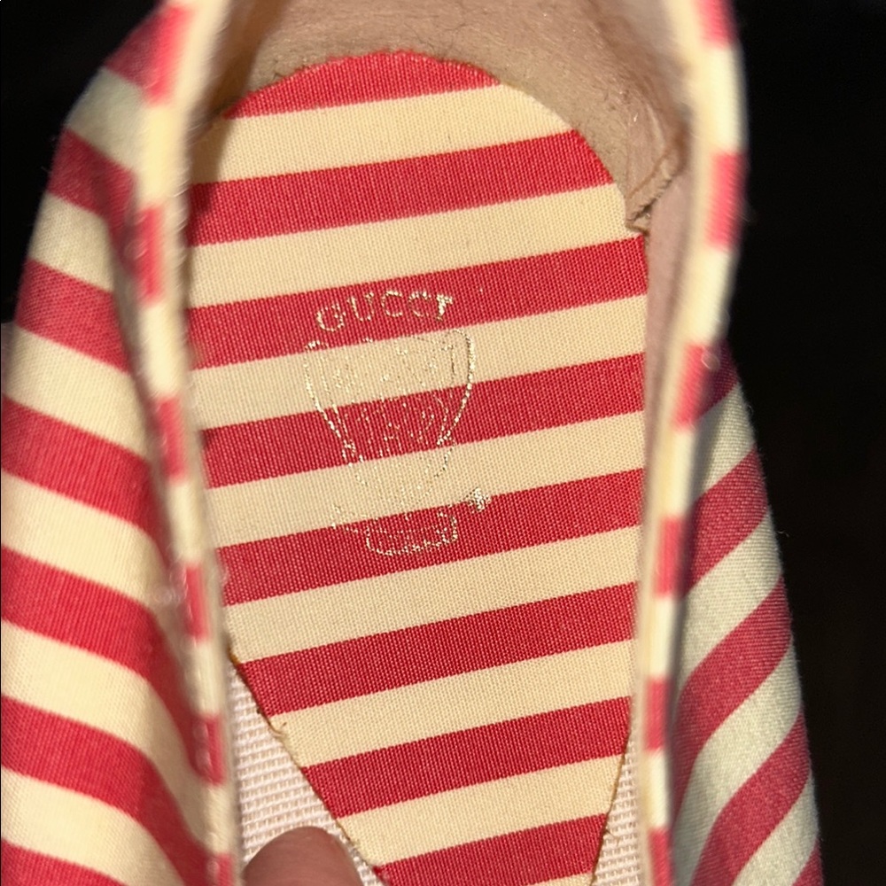 Vintage Gucci Red and White Striped Women's Flats Sz 40 - Picture 6 of 12